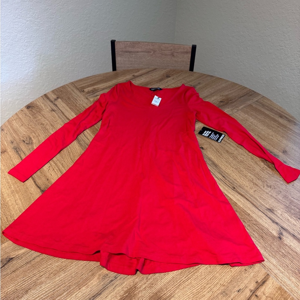 Express Red Long Sleeve Dress